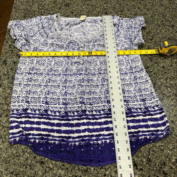 Faded Glory Womens Top XXL Short Sleeve Bohemian Artsy Hippie Prairie Boho - Picture 6 of 8